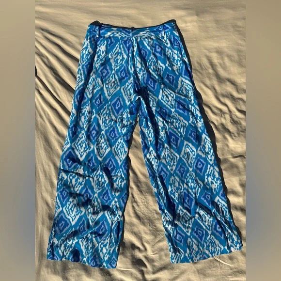 DORA LANDA Silk Ikat Print Wide Leg Trousers - Picture 10 of 16